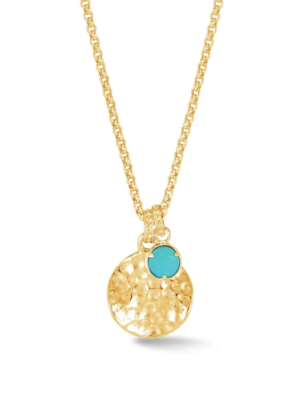 Dower & Hall Hammered Disc & Turquoise Array Pendant