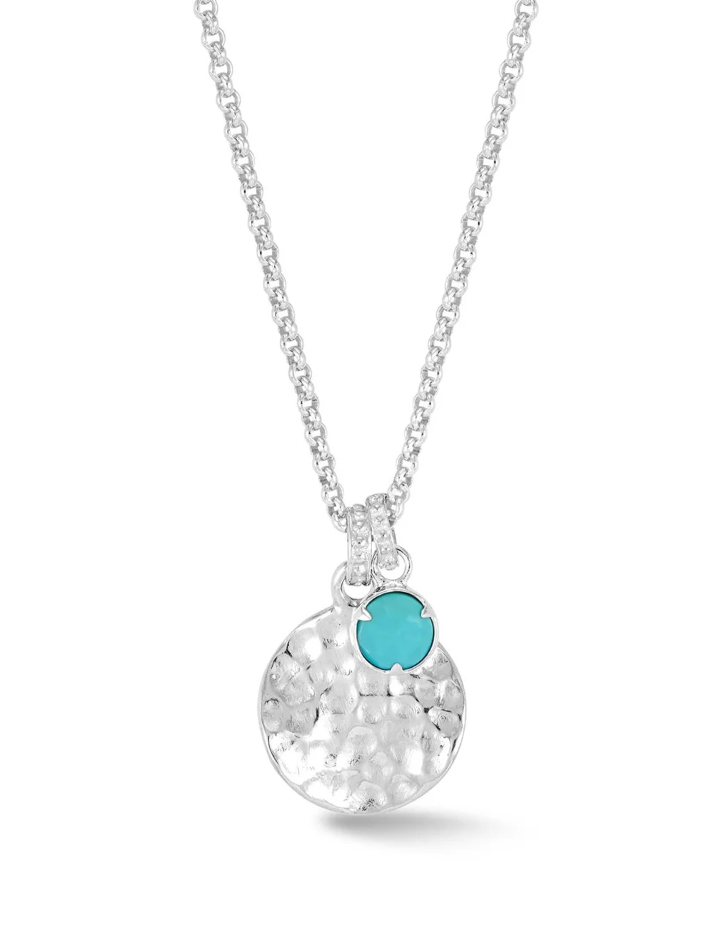 Dower & Hall Hammered Disc & Turquoise Array Pendant, view 5