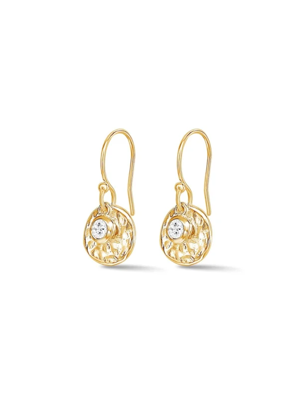 Dower & Hall Hammered Disc & White Sapphire Array Earrings