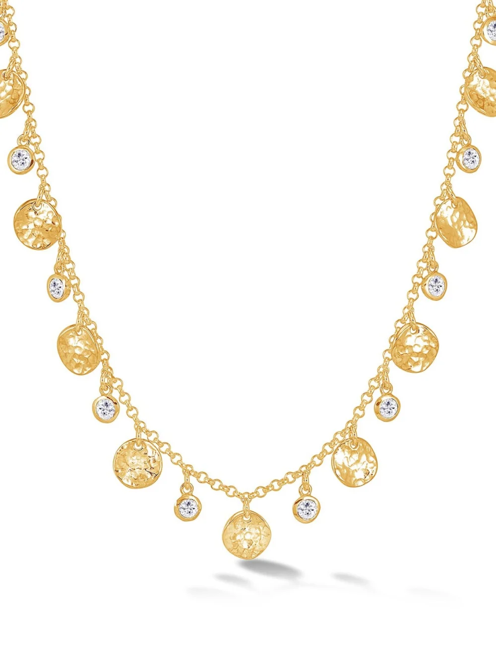 Dower & Hall Hammered Disc & White Topaz Array Necklace