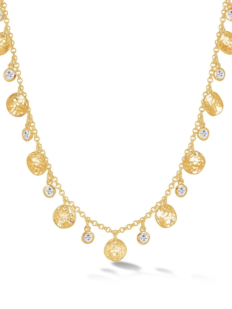 Dower & Hall Hammered Disc & White Topaz Array Necklace