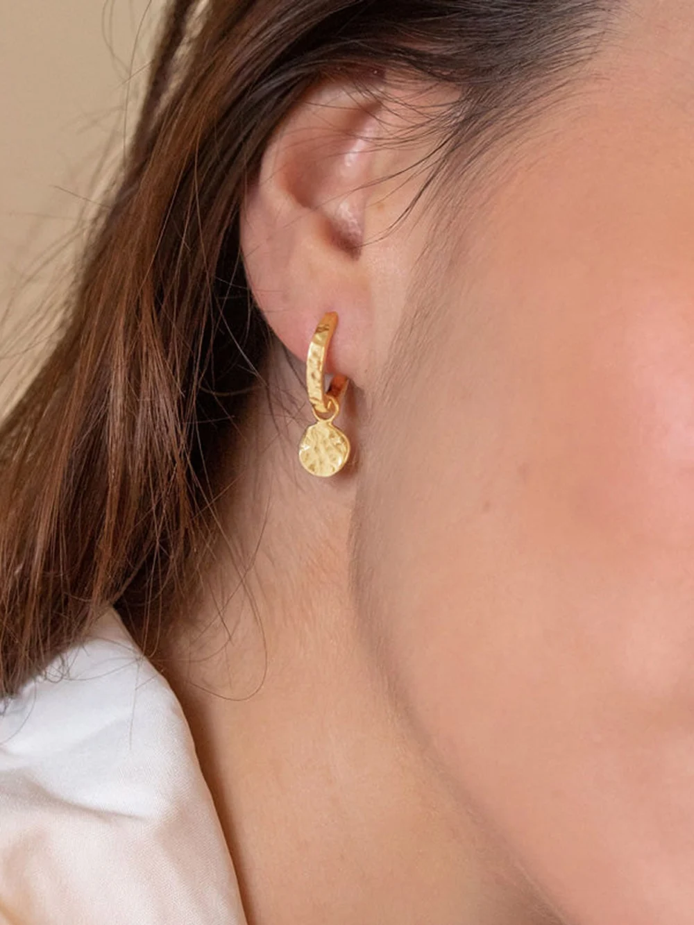 Dower & Hall Hammered Hoops Disc & Dewdrop Set, view 2