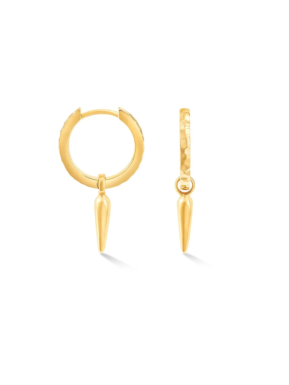 Dower & Hall Hammered Raindrop Hoops, view 4