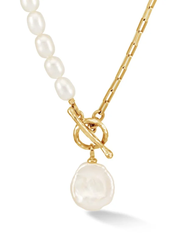 Dower & Hall Keshi Luna Pearl Drop Chain Necklace