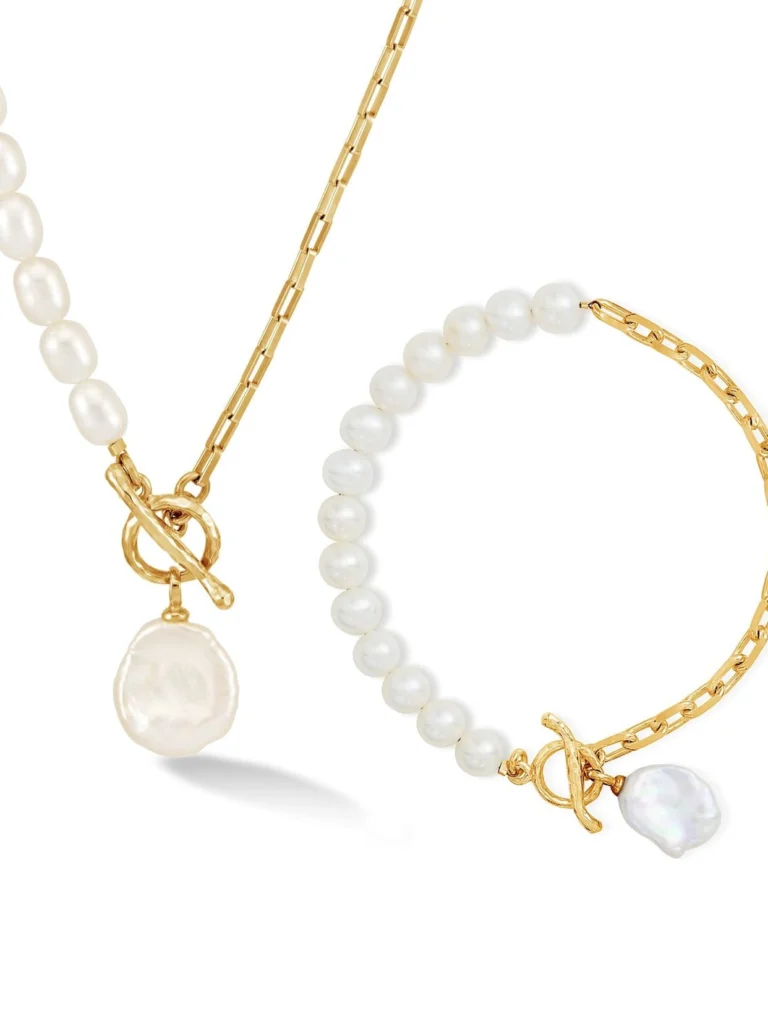 Dower & Hall Keshi Luna Pearl Necklace & Bracelet Set