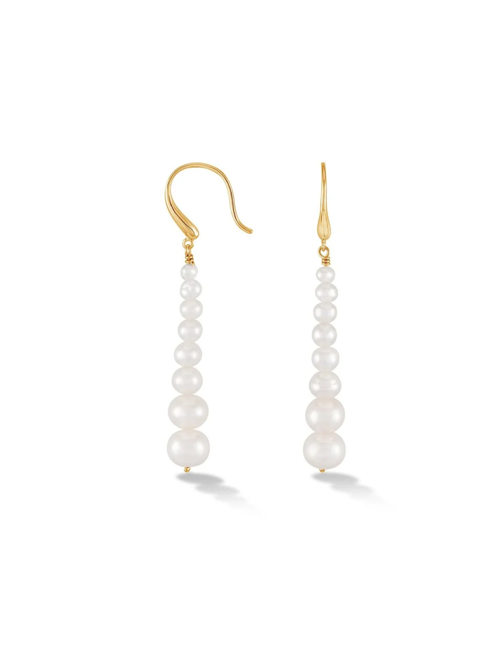 Dower & Hall Long Graduated Waterfall Pearl Earrings, view 4