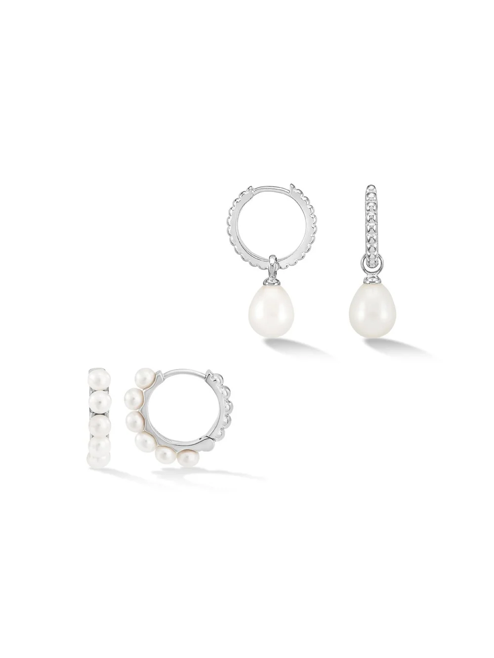Dower & Hall Luna Pearl Hoops Set