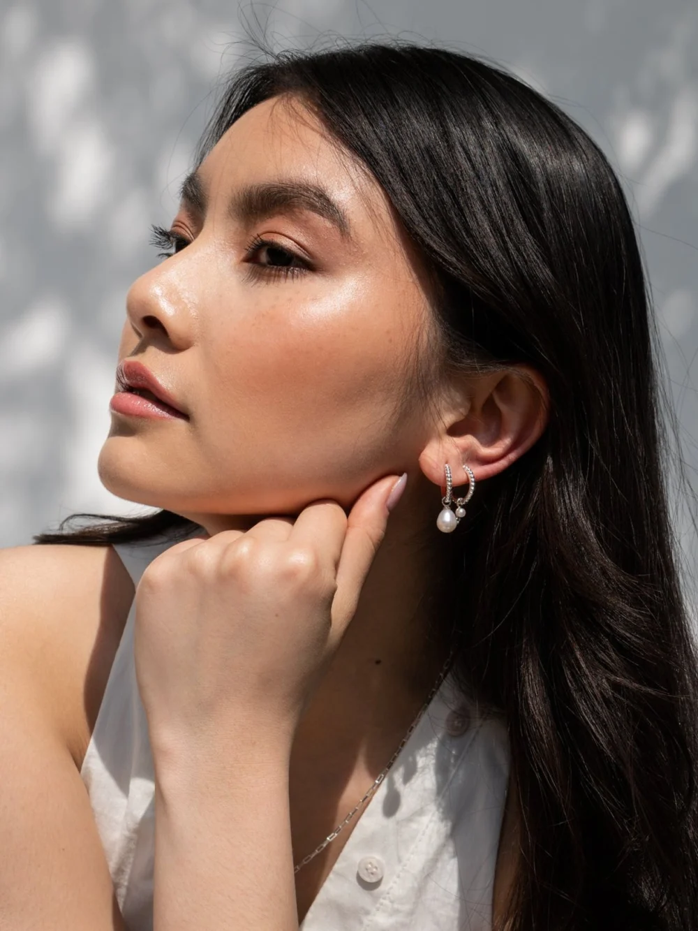 Dower & Hall Luna Pearl Hoops Set, view 5
