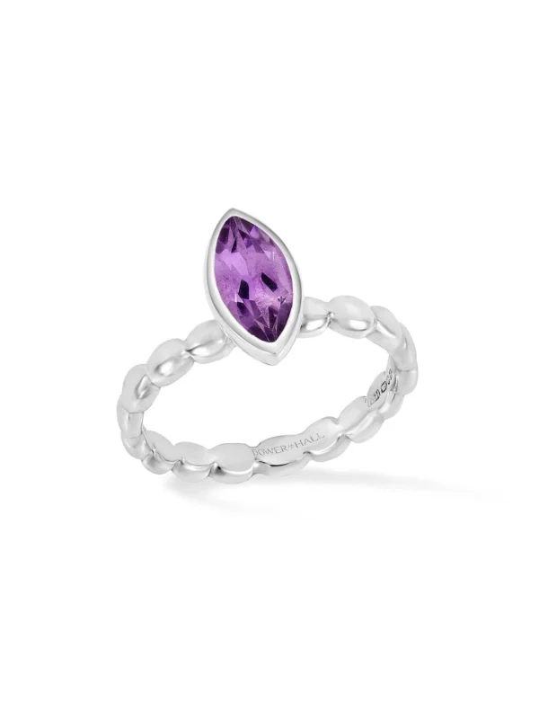 Dower & Hall Marquise Amethyst Dewdrop Twinkle Ring