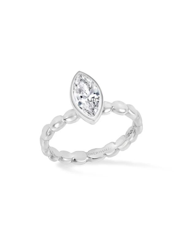 Dower & Hall Marquise White Topaz Dewdrop Twinkle Ring