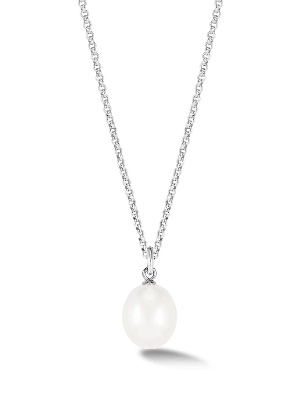 Dower & Hall Men's 10mm Oval White Freshwater Luna Pearl Pendant
