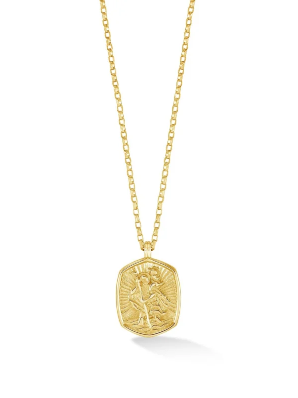 Dower & Hall Men's 9k Gold St. Christopher Tiny Talisman Necklace