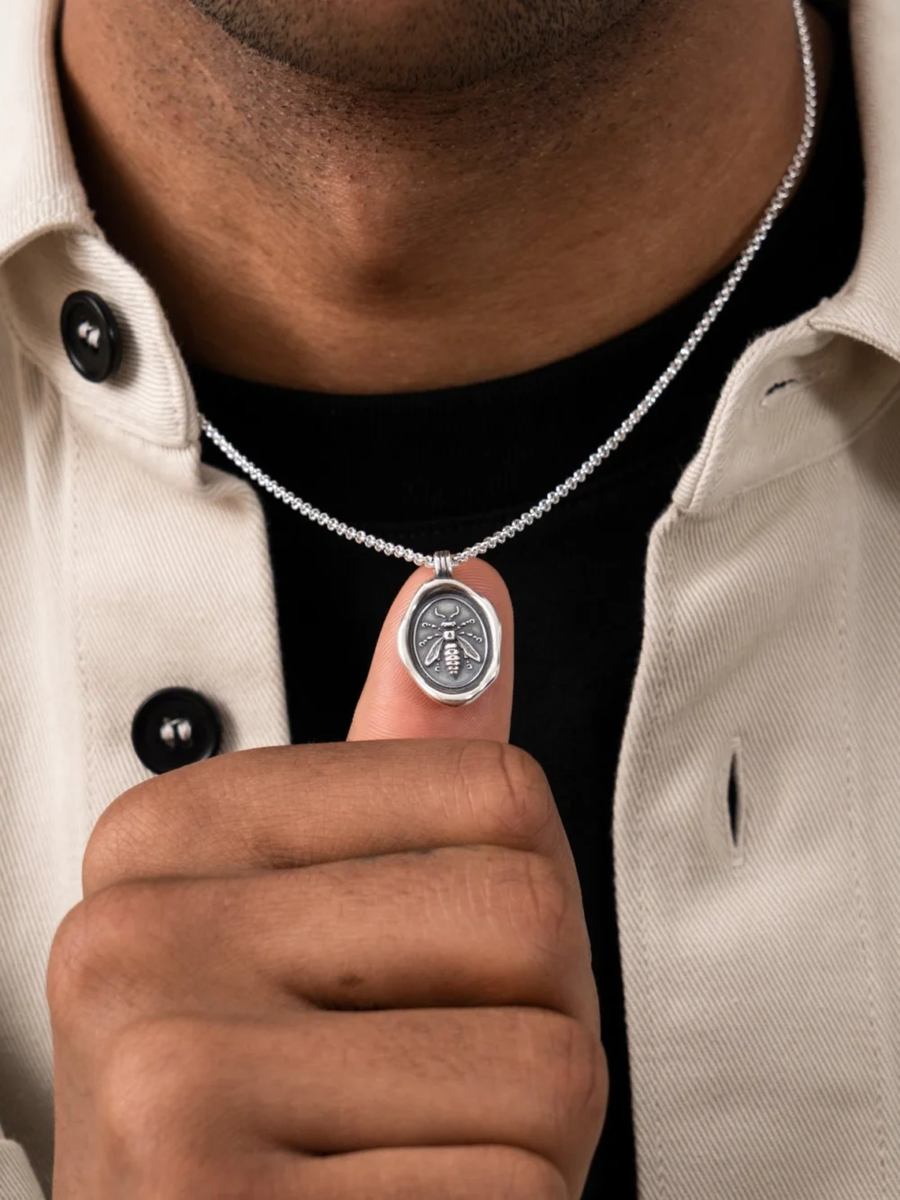 Dower & Hall Men's Achievement Wasp Talisman Necklace, view 4