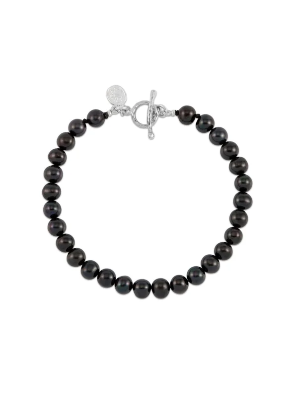 Dower & Hall Men's Black Luna Pearl Bracelet