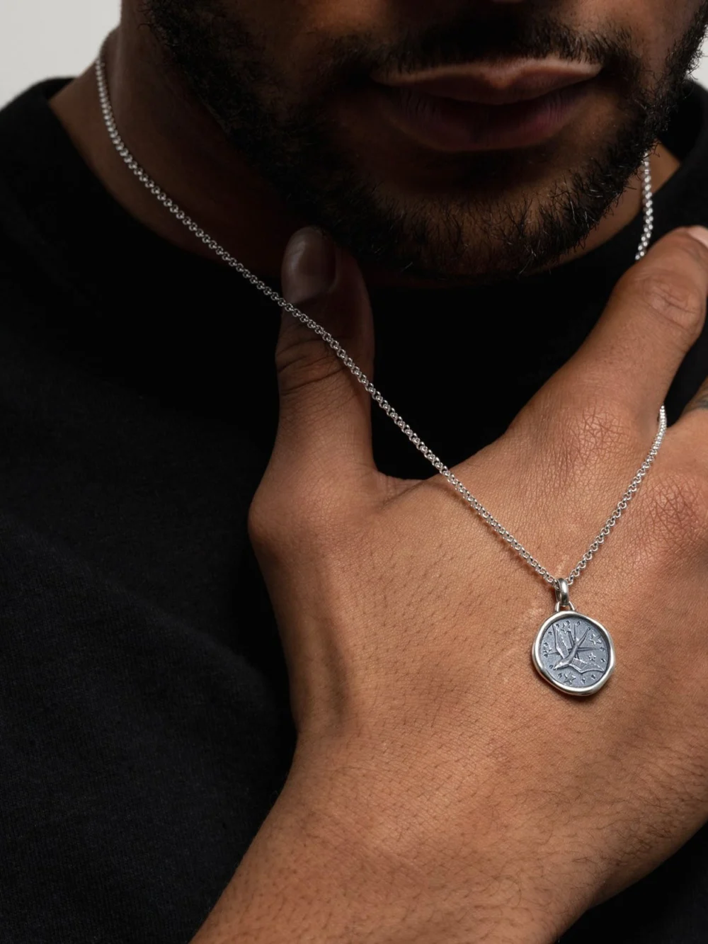 Dower & Hall Men's Flying Swallow Talisman Necklace, view 2