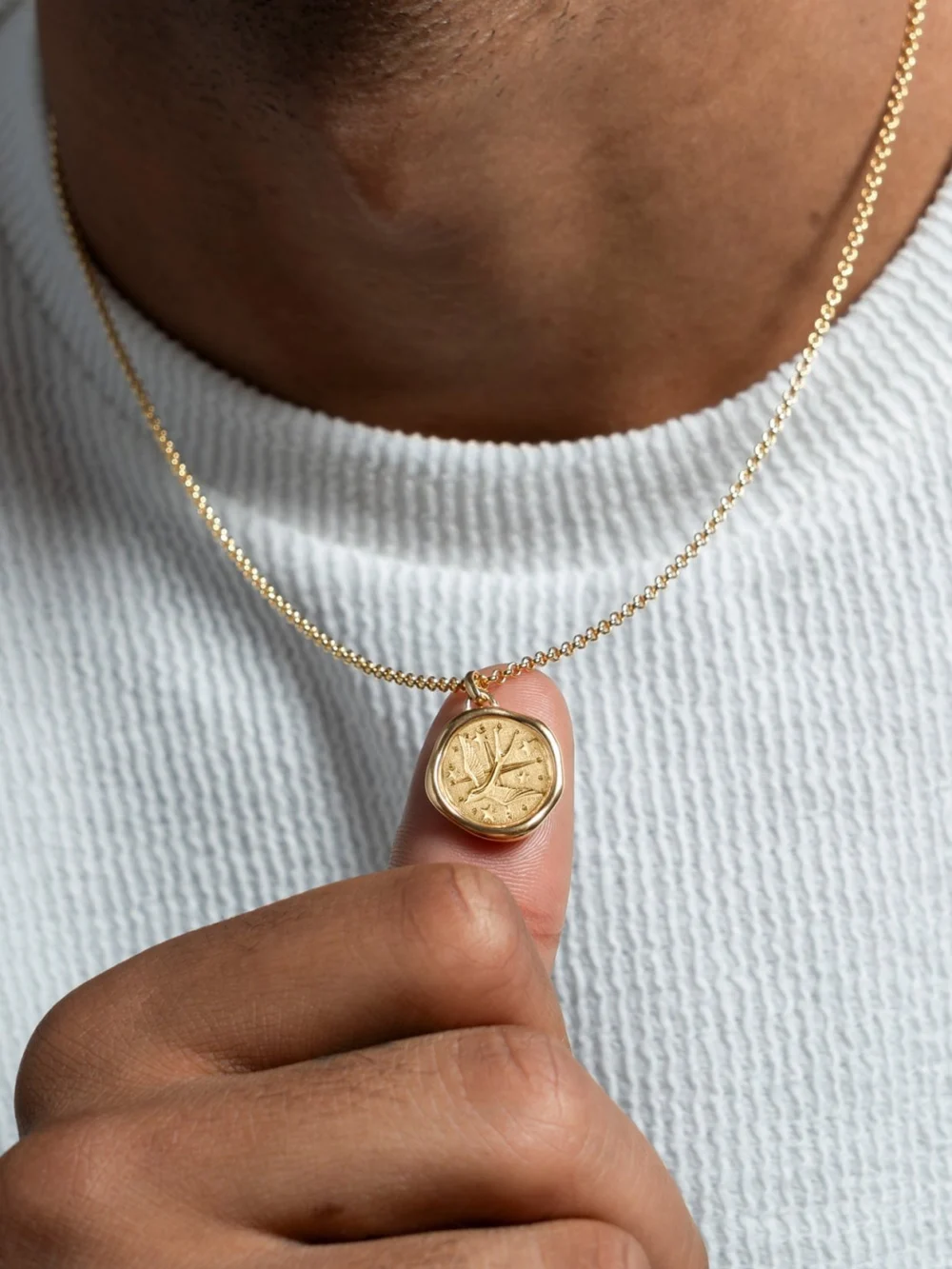 Dower & Hall Men's Flying Swallow Talisman Necklace, view 6