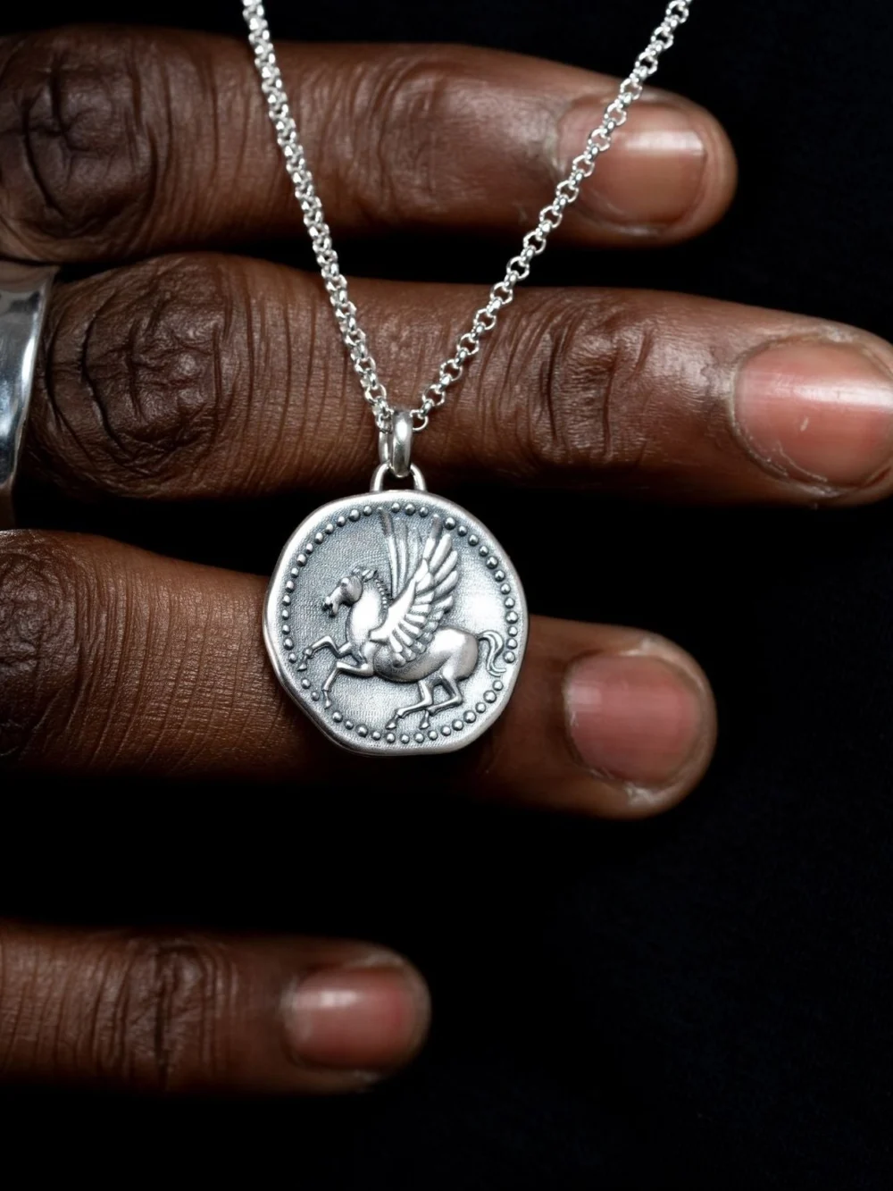Dower & Hall Men's Pegasus Talisman Necklace, view 2