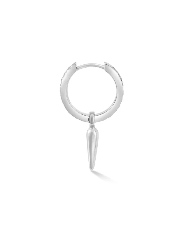 Dower & Hall Men's Single Hammered Raindrop Charm Story Hoop