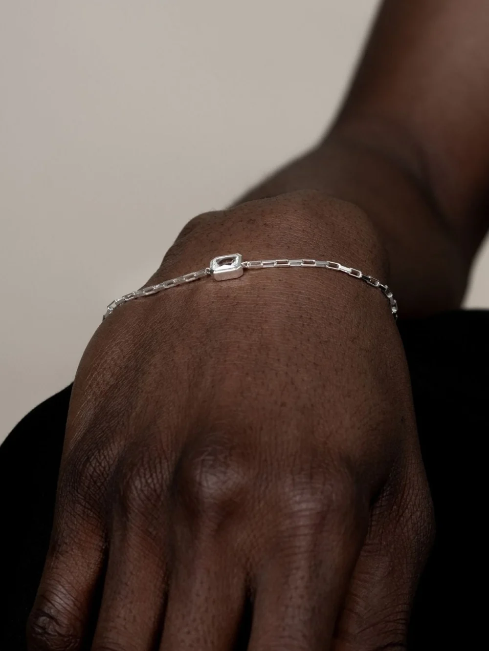 Dower & Hall Men's White Topaz Octagon Bracelet, view 3
