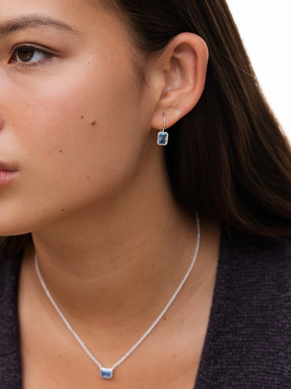 Dower & Hall Octagon Blue Topaz Earrings, view 2
