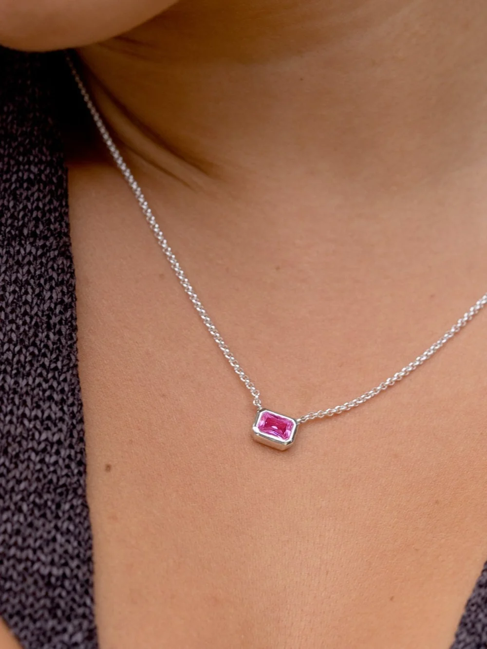 Dower & Hall Octagon Pink Quartz Tutti Frutti Necklace, view 2