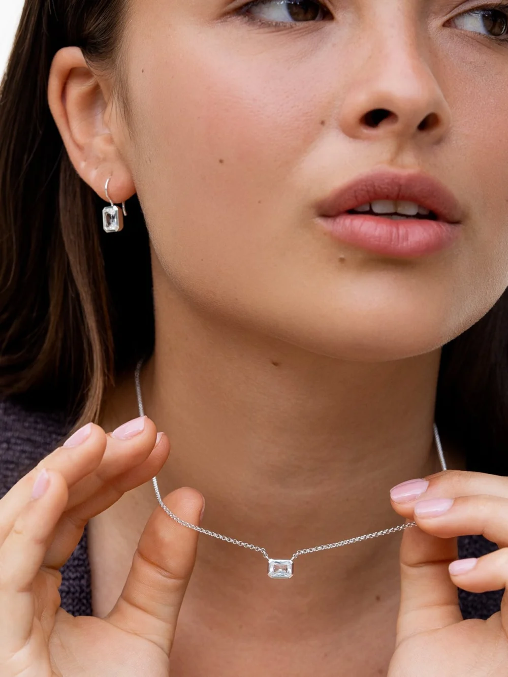 Dower & Hall Octagon White Topaz Tutti Frutti Necklace, view 3