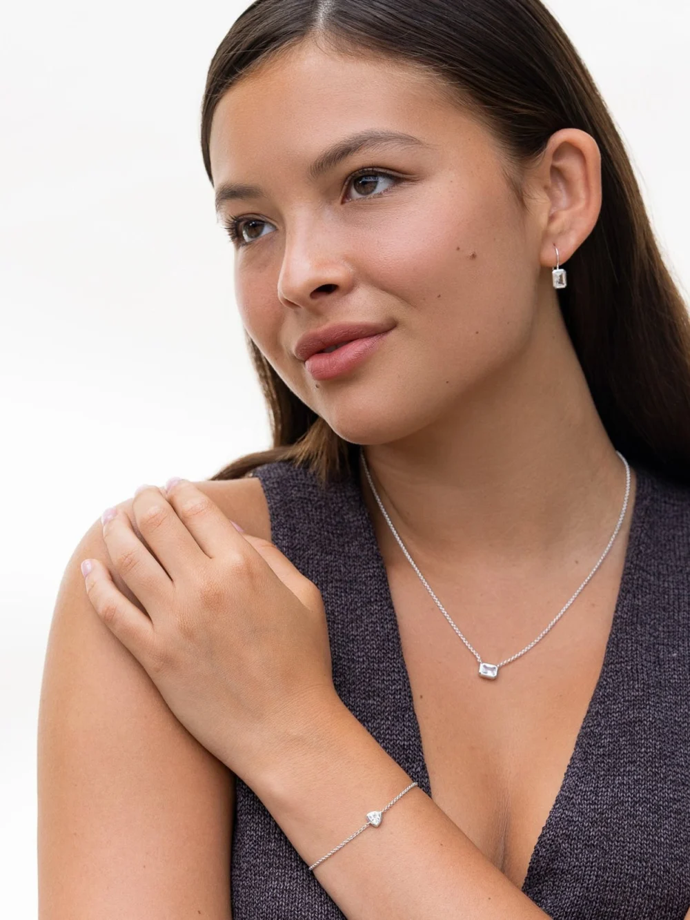 Dower & Hall Octagon White Topaz Tutti Frutti Necklace, view 6