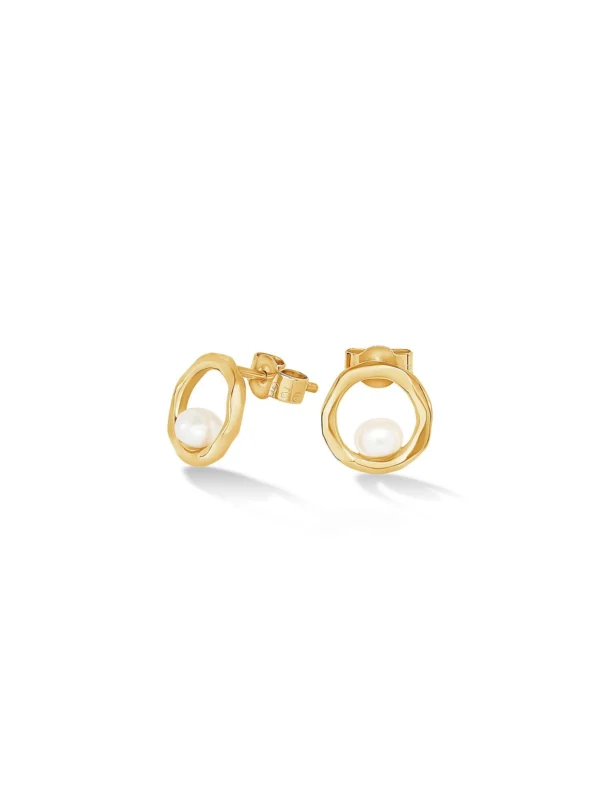 Dower & Hall Open Circle & White Pearl Waterfall Earrings