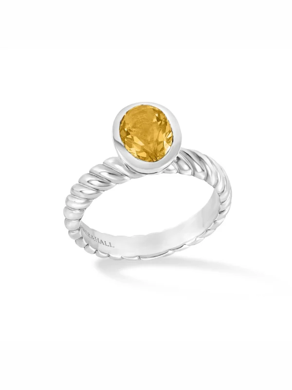 Dower & Hall Oval Citrine Twist Twinkle Ring