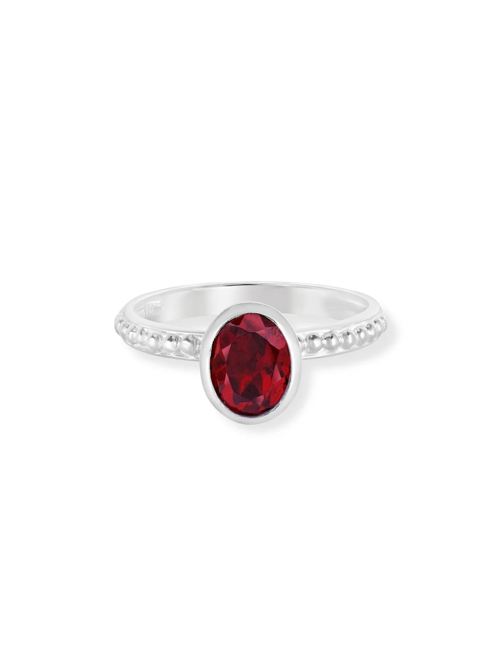 Dower & Hall Oval Garnet Granular Dotty Twinkle Ring, view 4