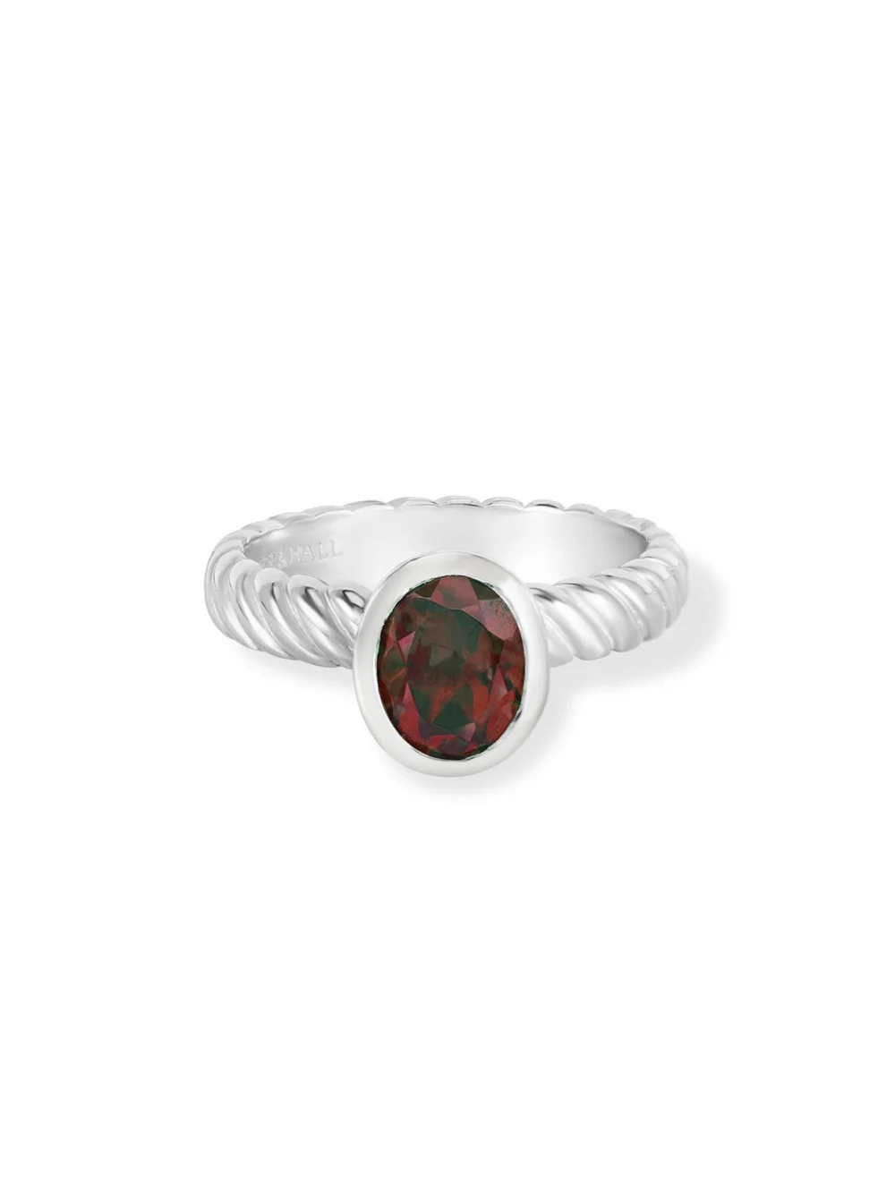 Dower & Hall Oval Garnet Twist Twinkle Ring, view 4