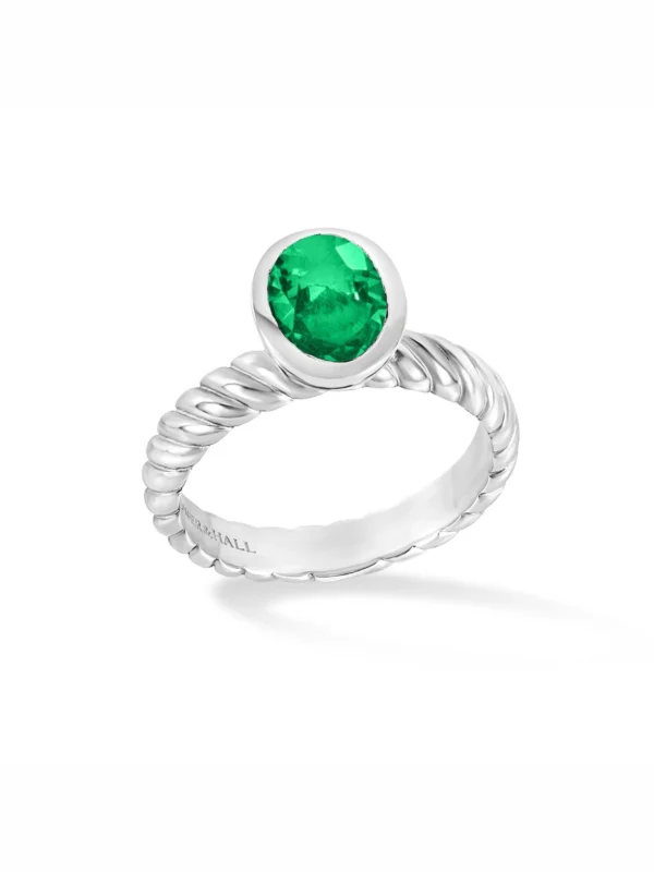 Dower & Hall Oval Green Garnet Twist Twinkle Ring