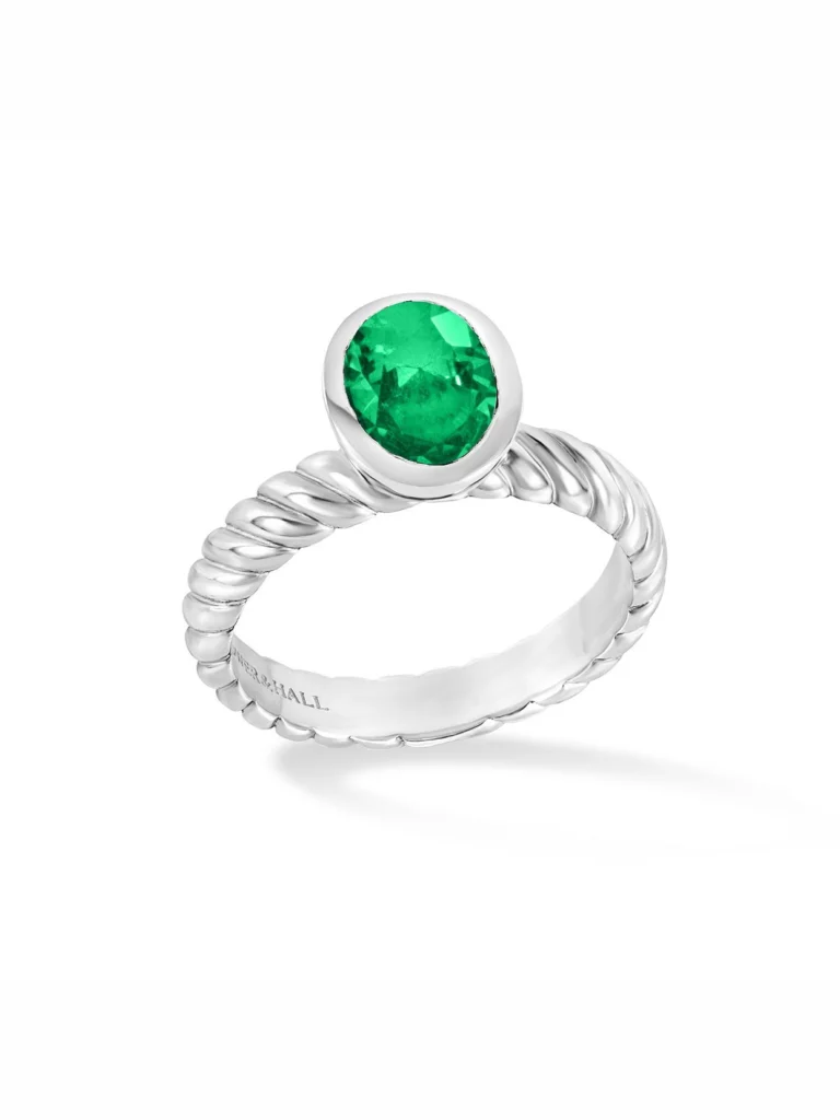 Dower & Hall Oval Green Garnet Twist Twinkle Ring