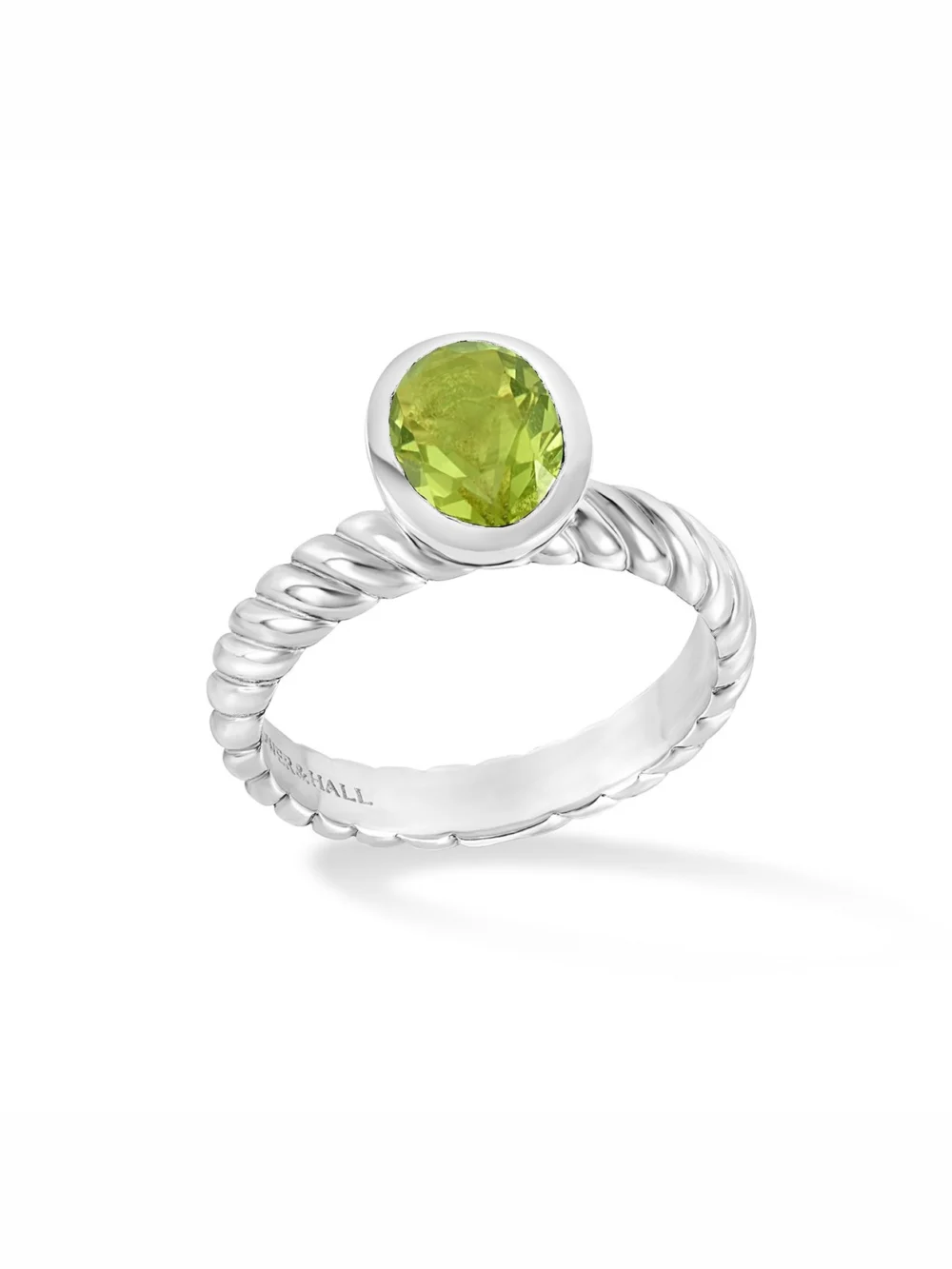Dower & Hall Oval Peridot Twist Twinkle Ring