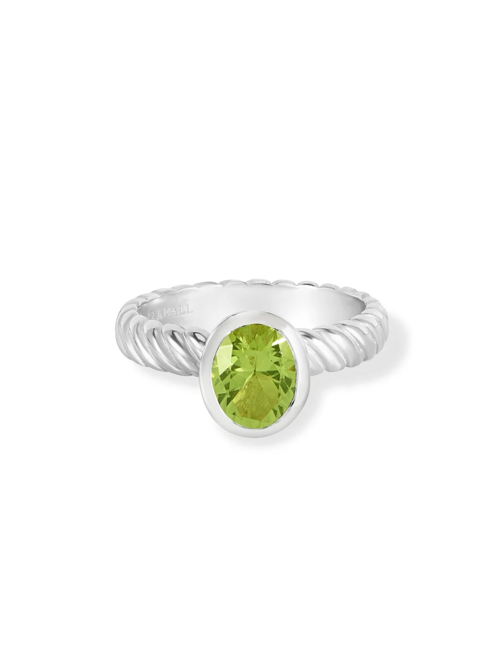 Dower & Hall Oval Peridot Twist Twinkle Ring, view 4