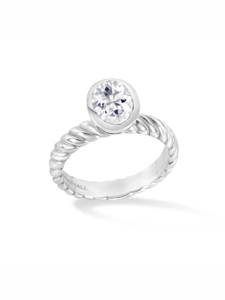 Dower & Hall Oval White Topaz Twist Twinkle Ring