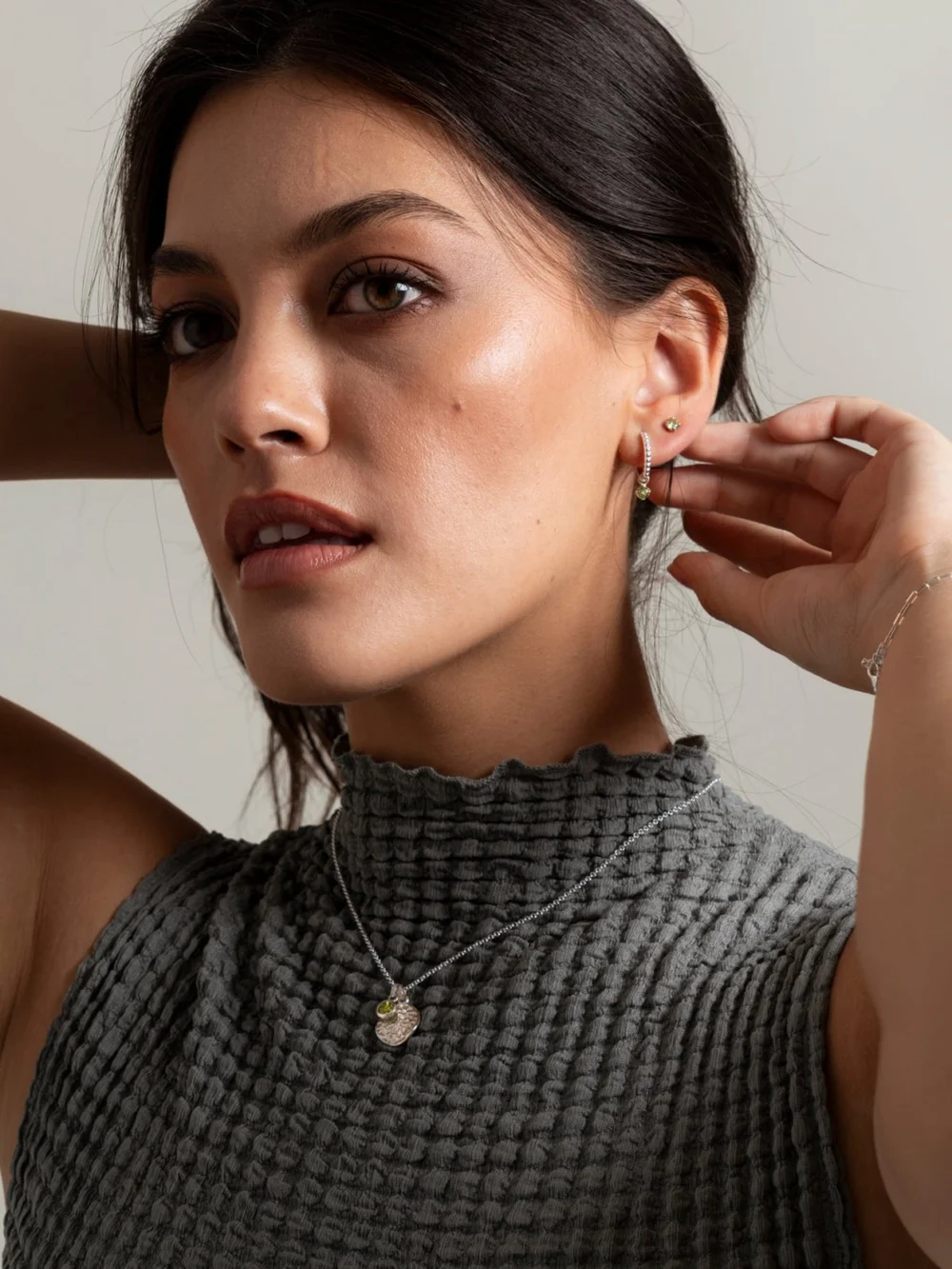 Dower & Hall Peridot Orissa Hoops, view 6