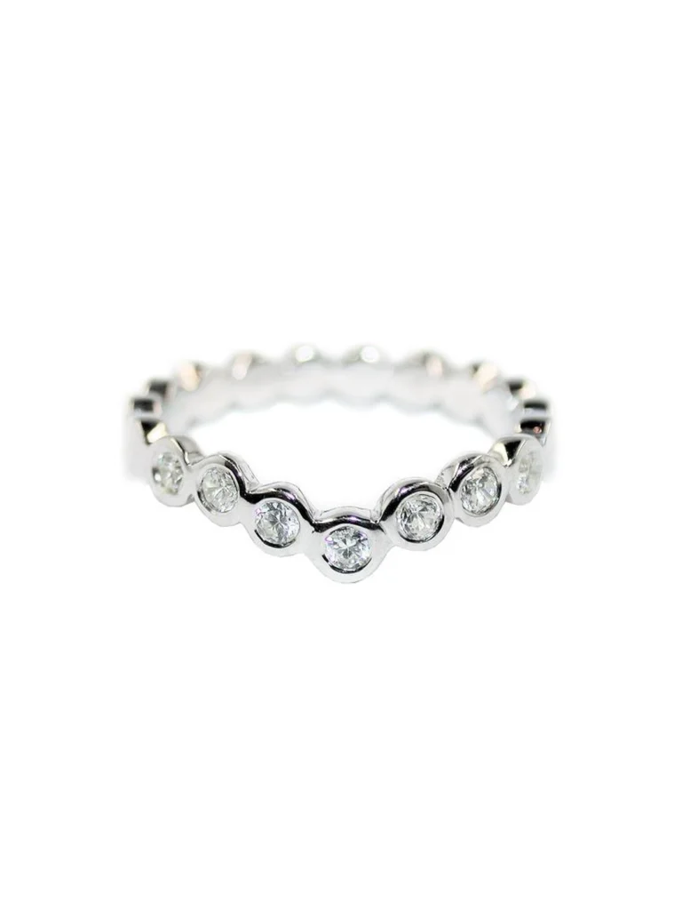 Dower & Hall Platinum Dotty Wishbone Ring - 0.21CT