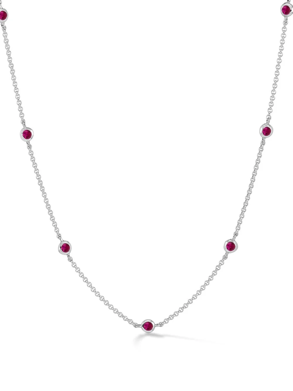 Dower & Hall Ruby Dewdrop Chain Necklace, view 4