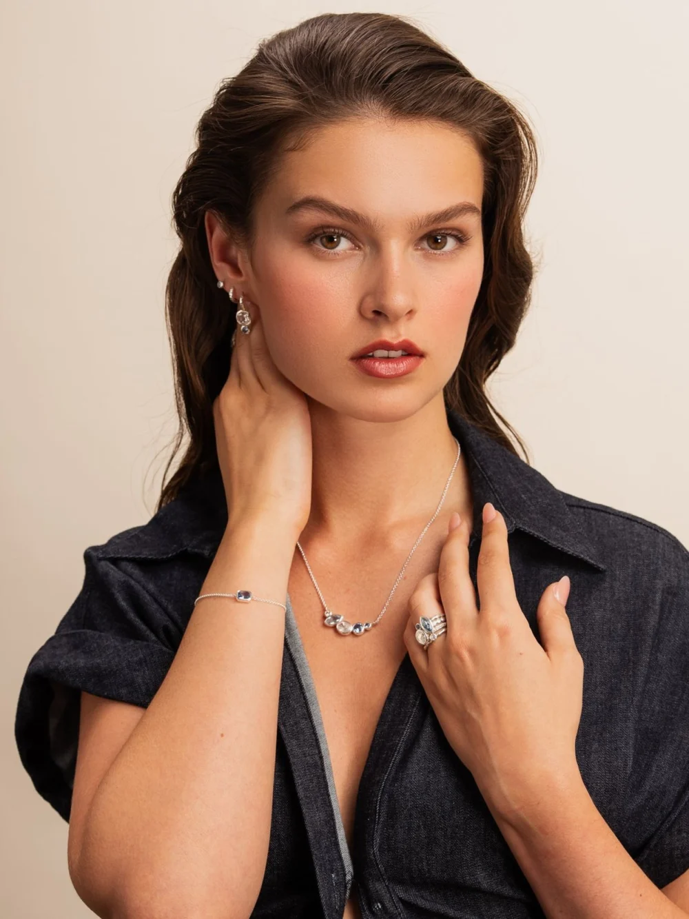 Dower & Hall 'Serenity' Tutti Frutti Bar Necklace, view 5