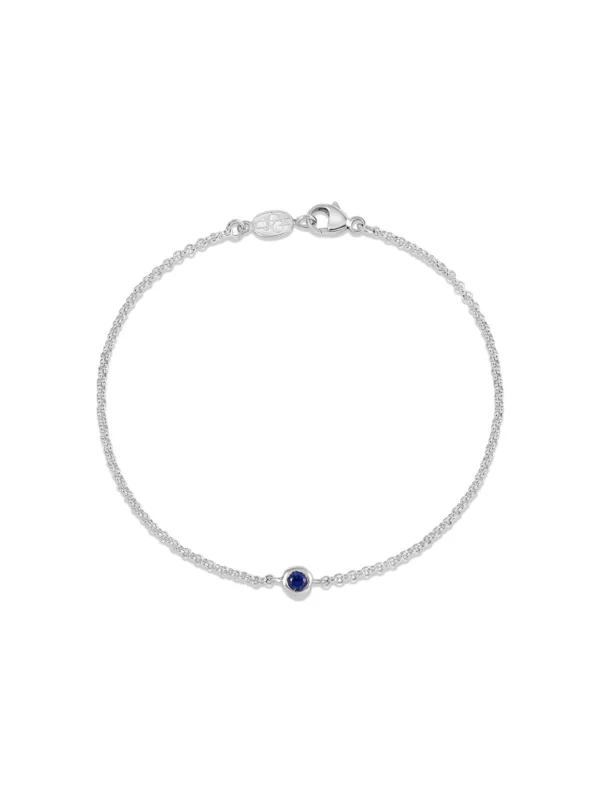 Dower & Hall Single Blue Sapphire Dewdrop Chain Bracelet