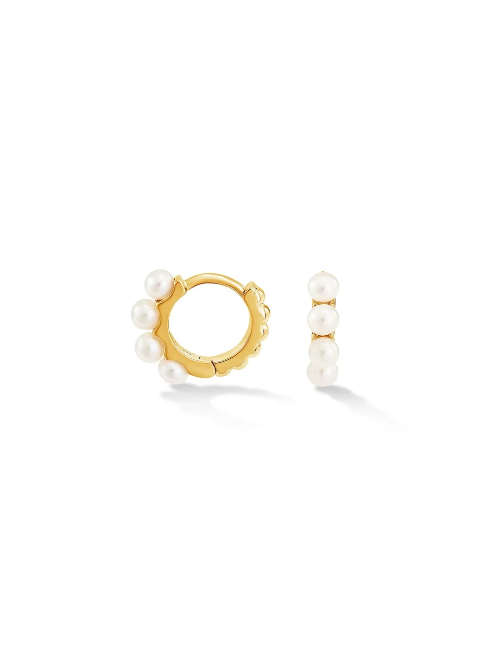 Dower & Hall Small Luna Pearl Huggie Hoops, view 5