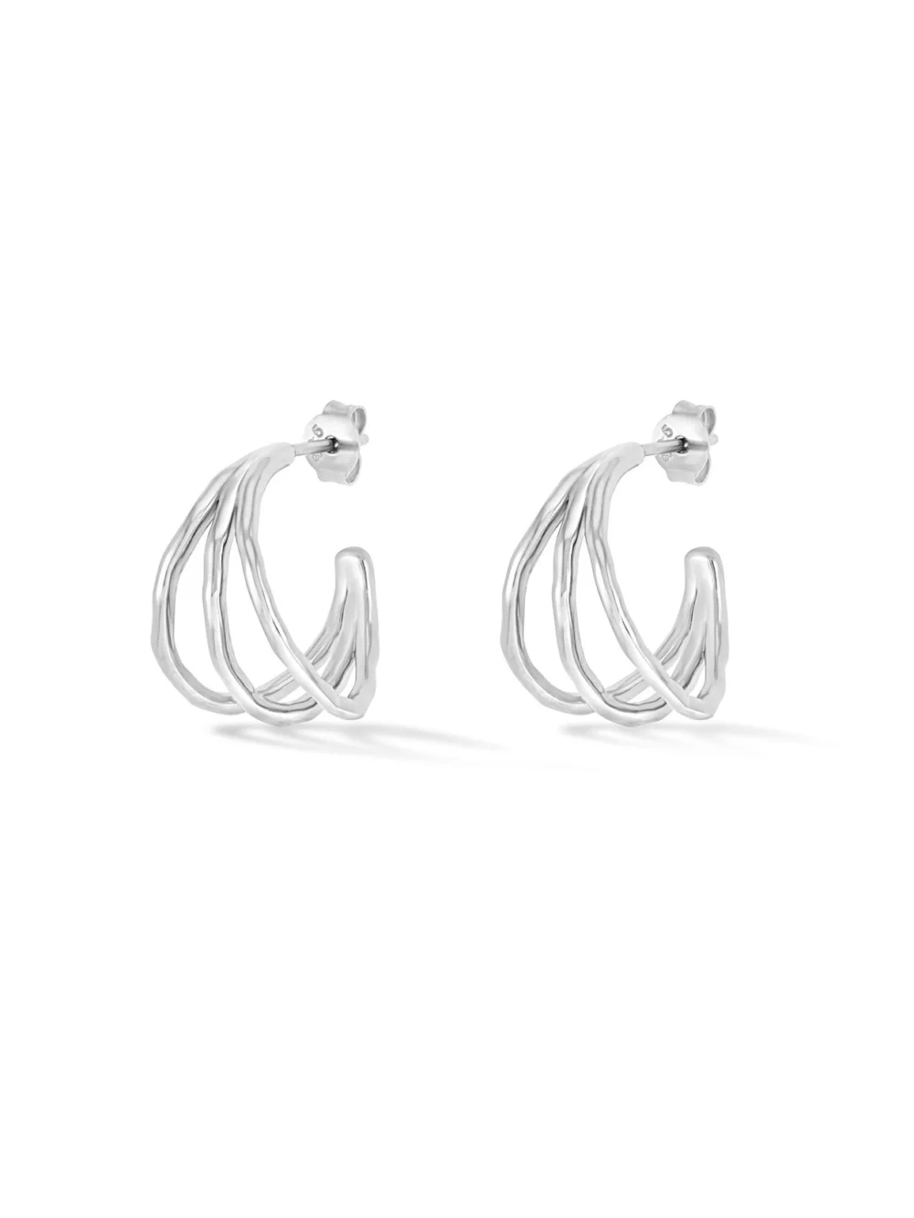 Dower & Hall Small Triple Row Waterfall Hoops, view 5