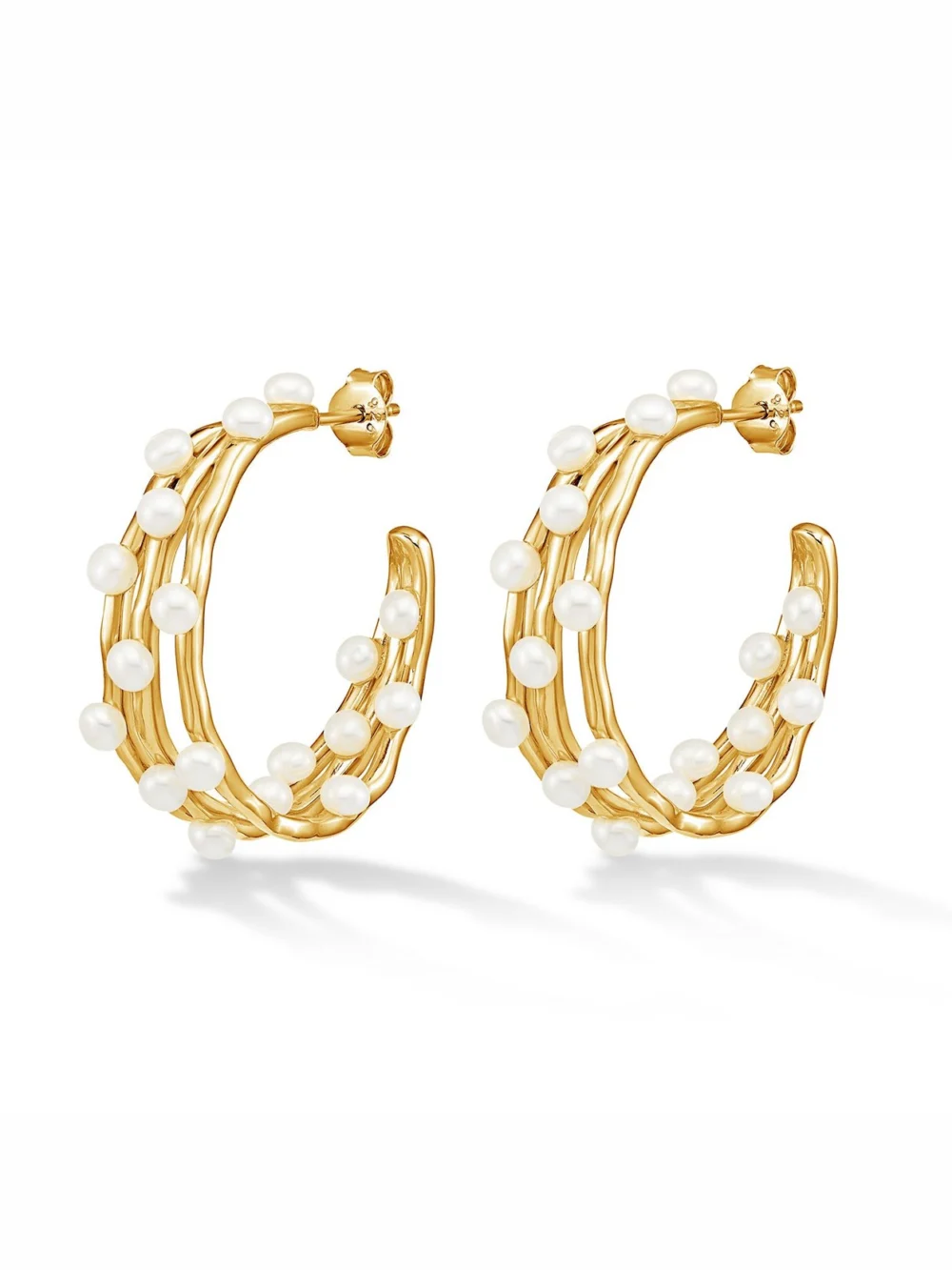 Dower & Hall Statement Triple Row Waterfall Pearl Hoops