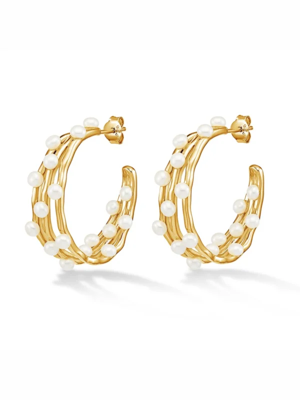 Dower & Hall Statement Triple Row Waterfall Pearl Hoops