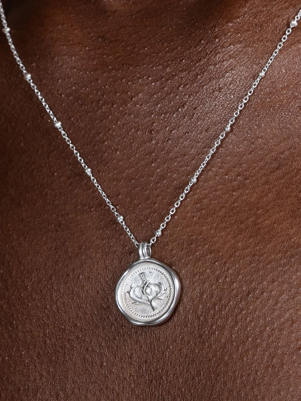 Dower & Hall Thistle Talisman Necklace, view 3