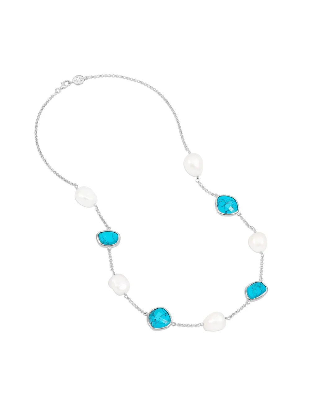 Dower & Hall Turquoise & Baroque Pearl Pebble Necklace