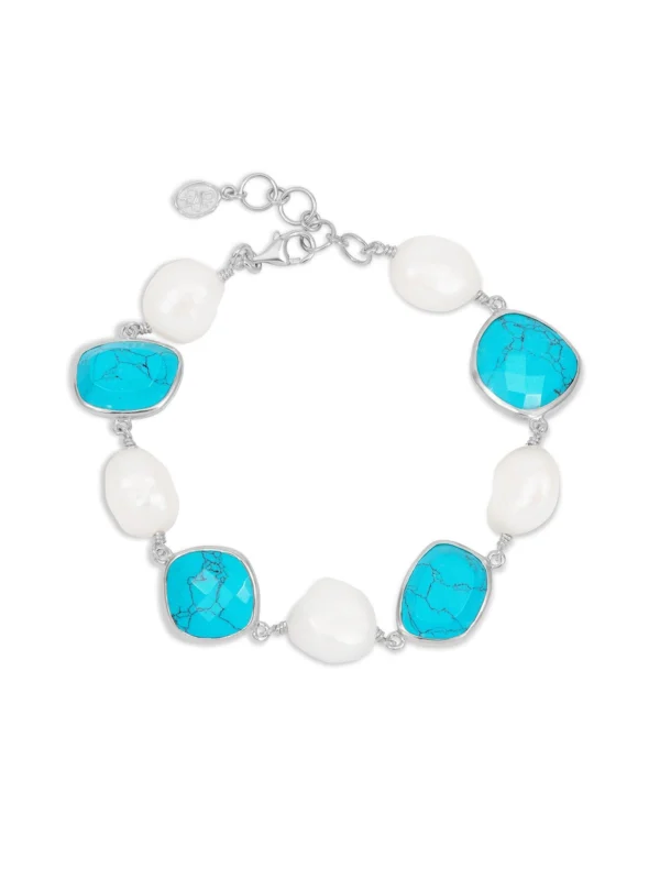 Dower & Hall Turquoise & Pearl Pebble Bracelet