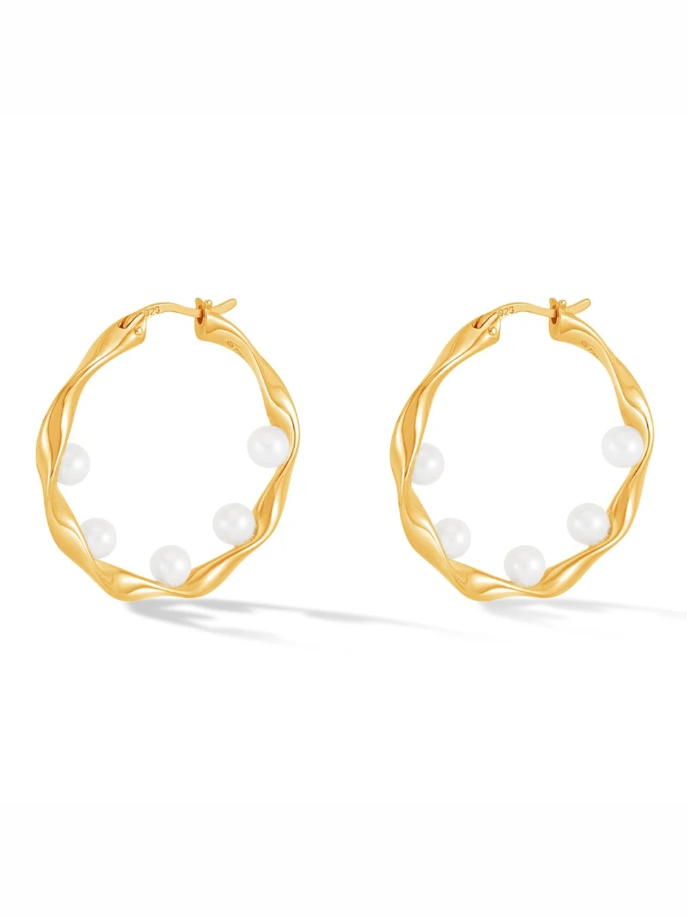 Dower & Hall Waterfall Baroque Pearl Hoops