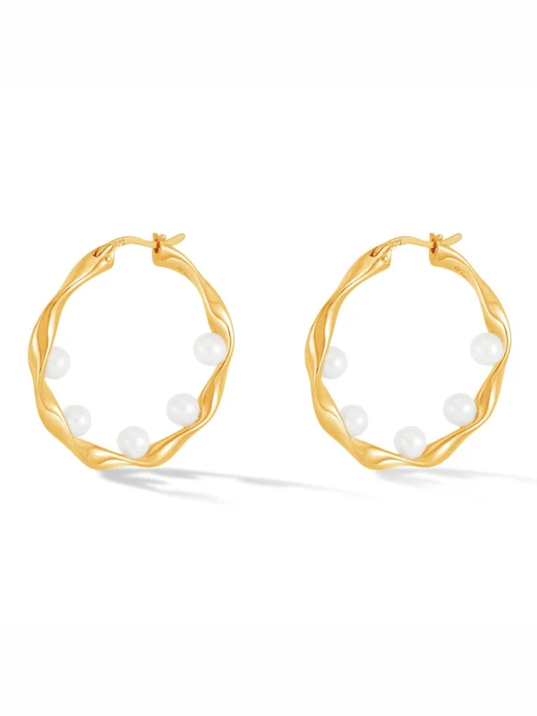 Dower & Hall Waterfall Baroque Pearl Hoops